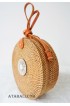 new circle sling bags rattan with shells pendant